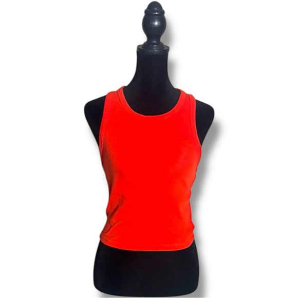 Bershka Tops - Bershka Vibrant Red Ribbed Slim Fit Crewneck Sleeveless Casual Tank Top
